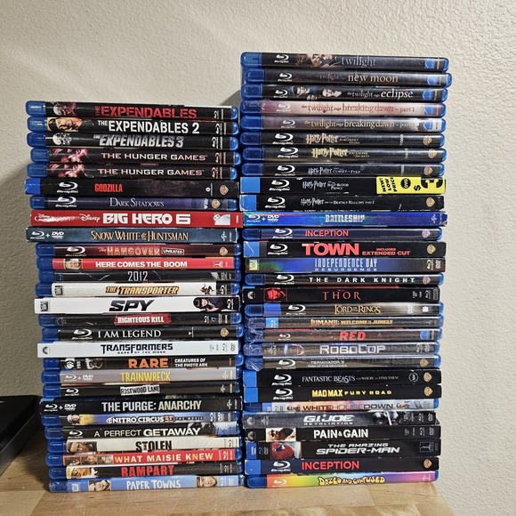 59x Blu Ray Dvd Lot Marvel Dc Twilight Harry Potter Disney Titles in The‎ Pics